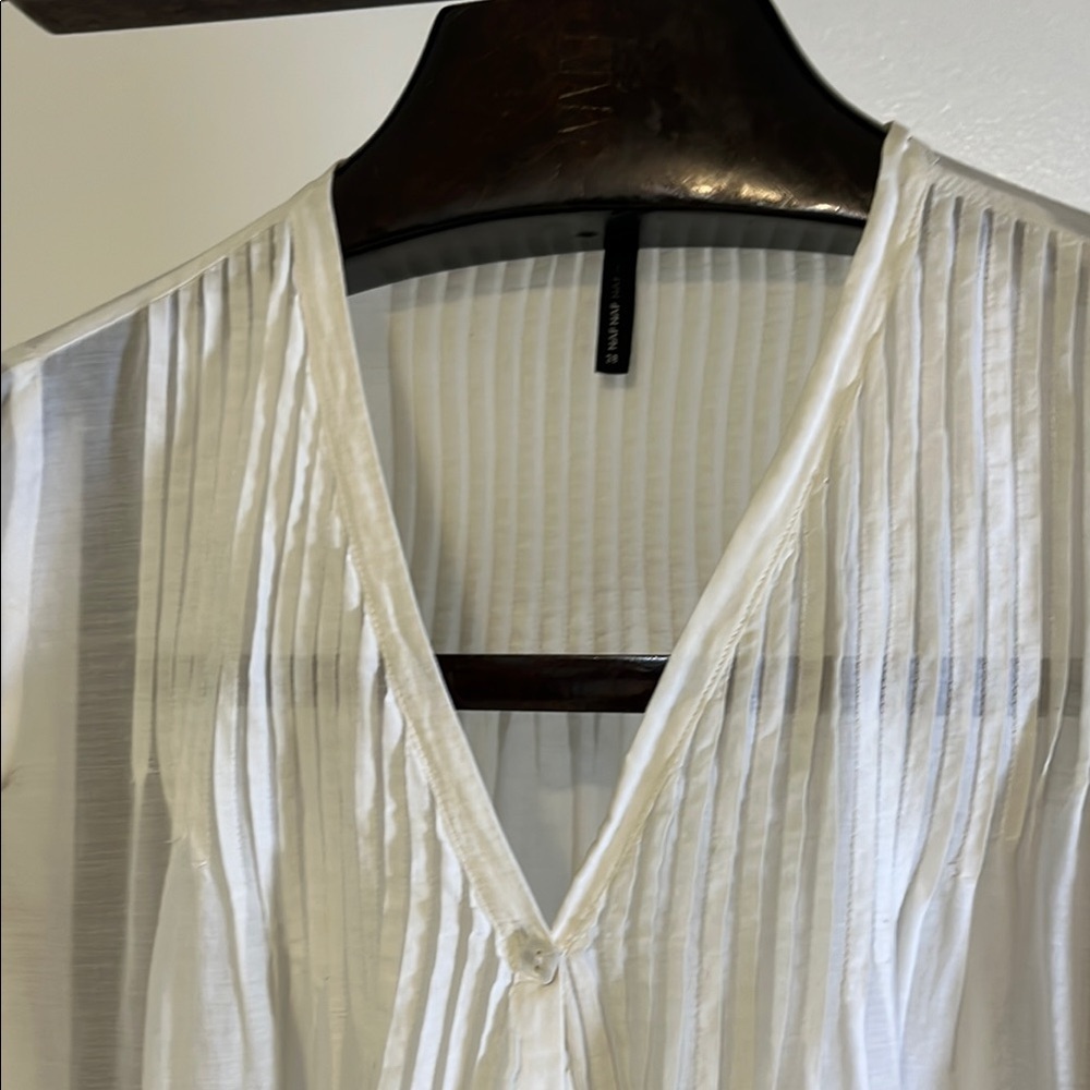 🕊️ Naf Naf White Boho Lace Trim Blouse – Size 38 (US M/L) - Picture 7 of 9